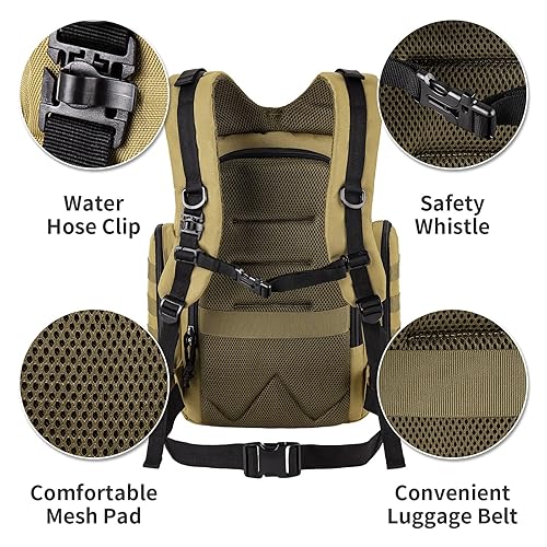 Miniatura 7 de SHARKMOUTH Mochila para Pañales para Papá y Mamá, Mochila de Molle Militar con Portabotellas Aislados y Bolsillo para Toallitas