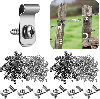 400 Pcs Wire Fence Clips Fence Wire Clamps Stainless Steel Fencing Mounting Clips with 400 Pcs Stainless Steel Screws for Mount 12-16 Gauge Welded Wire to Wood, Metal or Vinyl Fence