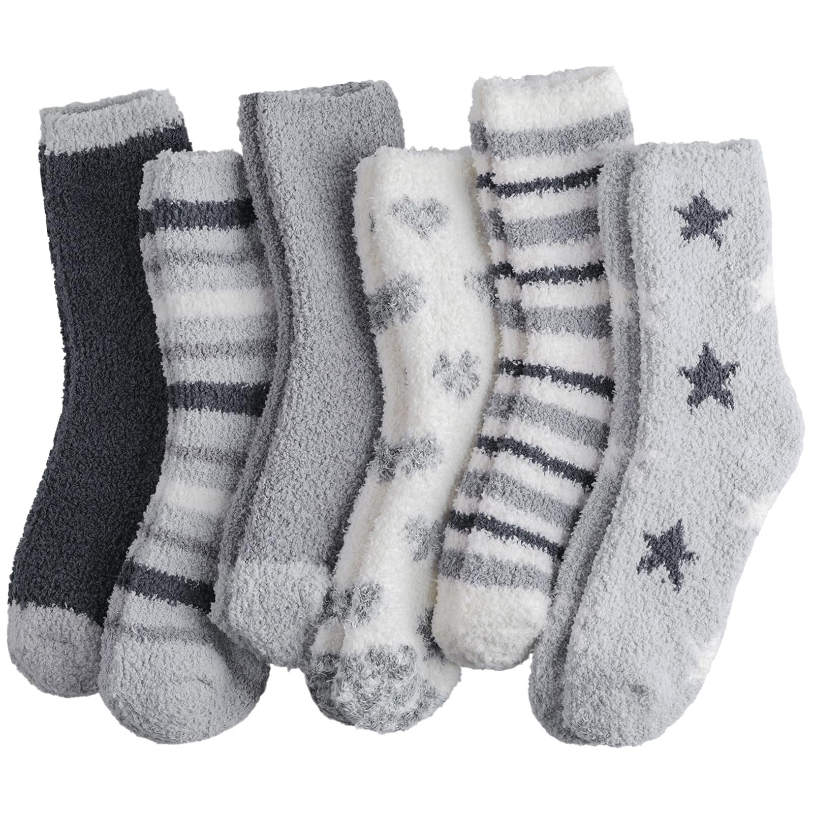 HIALTODAY Bed Fluffy Socks for Womens and Girls, 6 Pairs Winter Warm Cosy Socks Ladies Fleece Comfy Thermal Fuzzy Socks for Casual Home Sleeping
