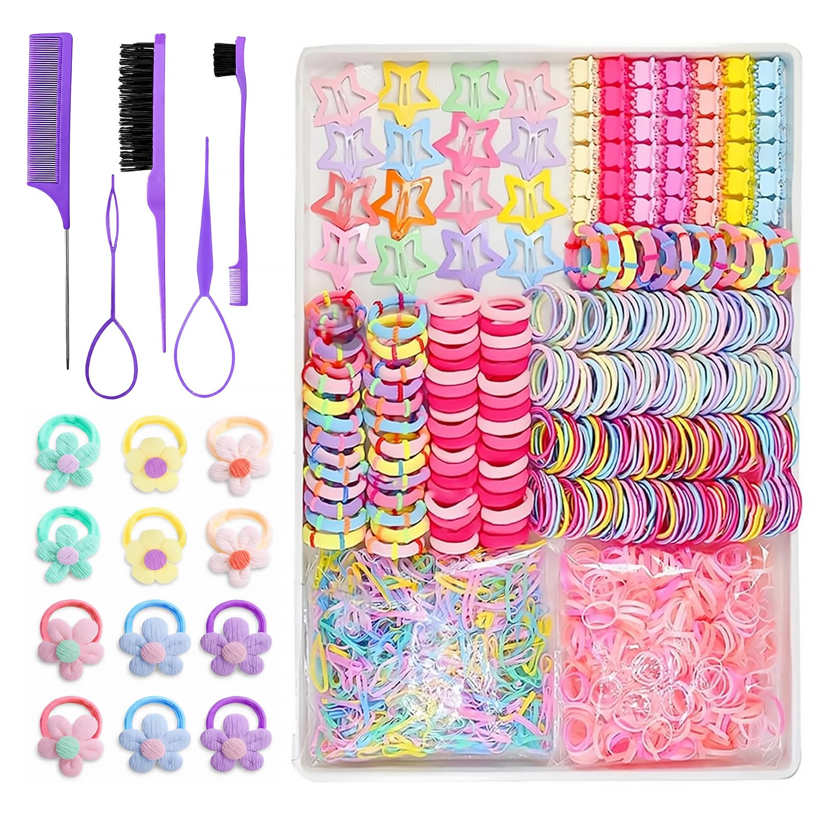 892 Pieces Colourful Elastic Hair Bands Small Hair Bands for Girls