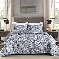 Vista 23 de DJY Juego de edredón de cachemira marrón, tamaño Queen, juego de colcha bohemia de 3 piezas, ropa de cama de microfibra suave y ligera con estampado