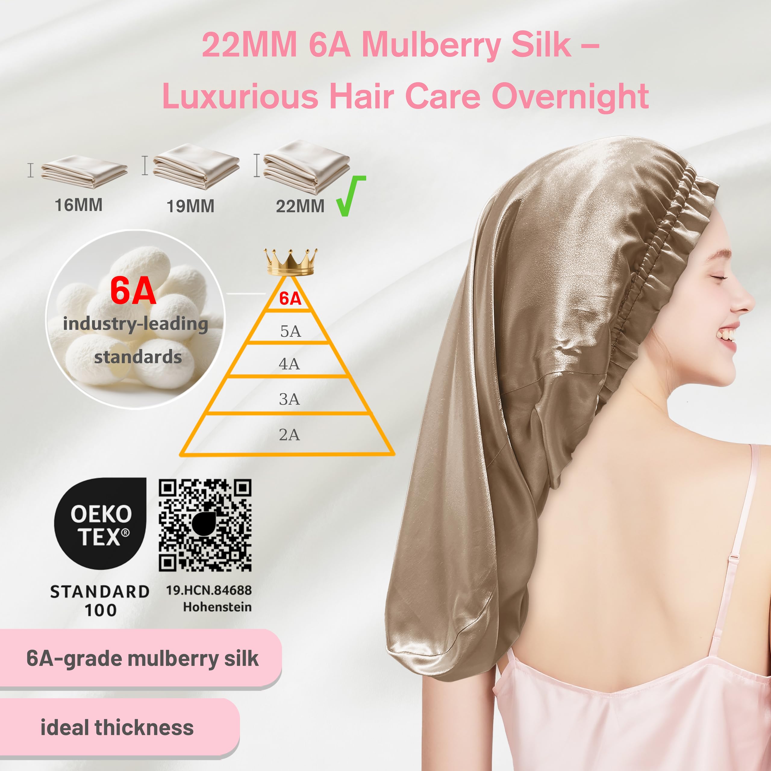 townssilk Silk Bonnet for Sleeping 100% 22 Momme Mulberry Silk for Women Luxurious, Breathable - Image 2