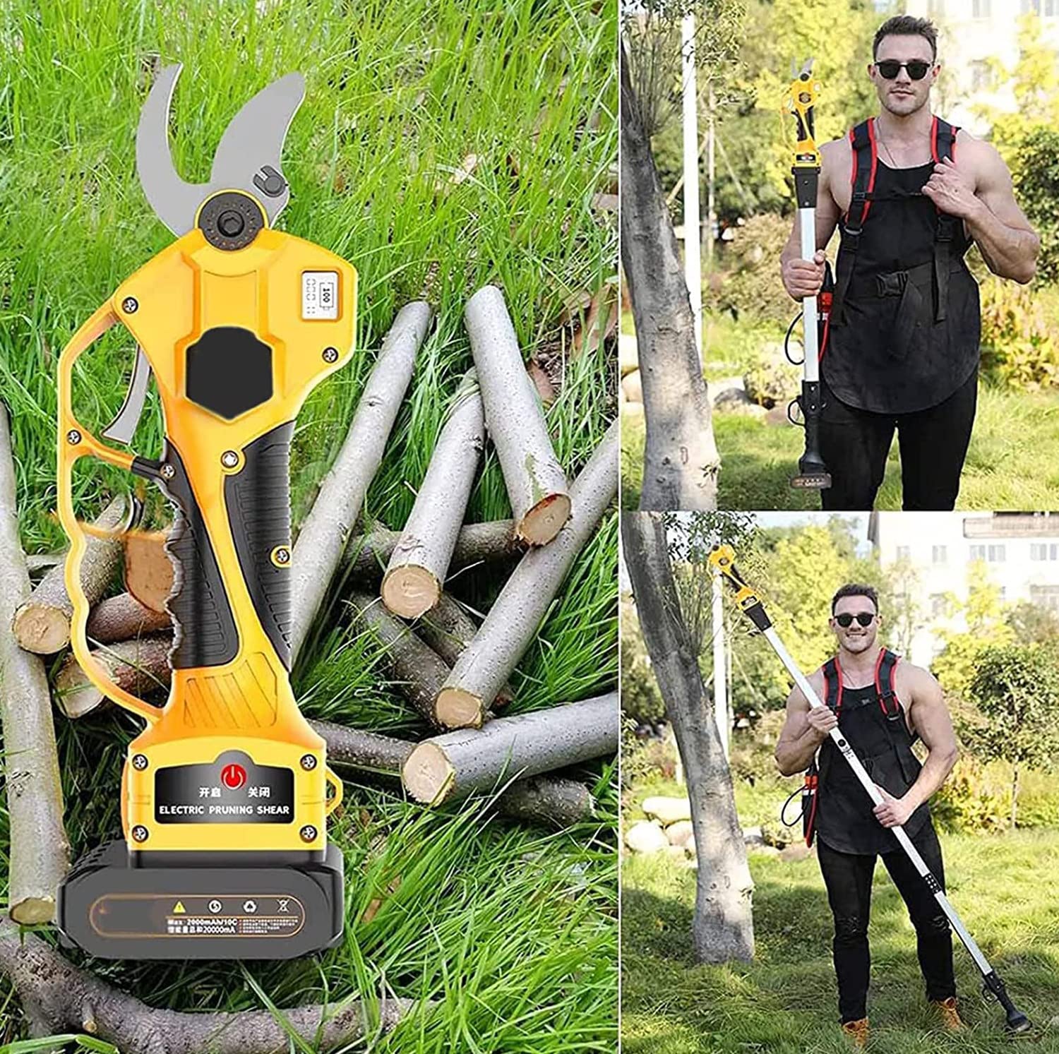 Tijera Electrica Bateria, Tijeras Podar Telescópicas, Jardines Granjas Huertos,Las Tijeras Podar Eléctricas, Usar Parques, Granjas, Huertos, Invernaderos,220v-190cmextensionrod