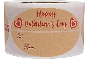 Valentine's Day to and from Stickers Valentine's Heart Stickers 1.5x2.5 Natural Kraft Gift Tags
