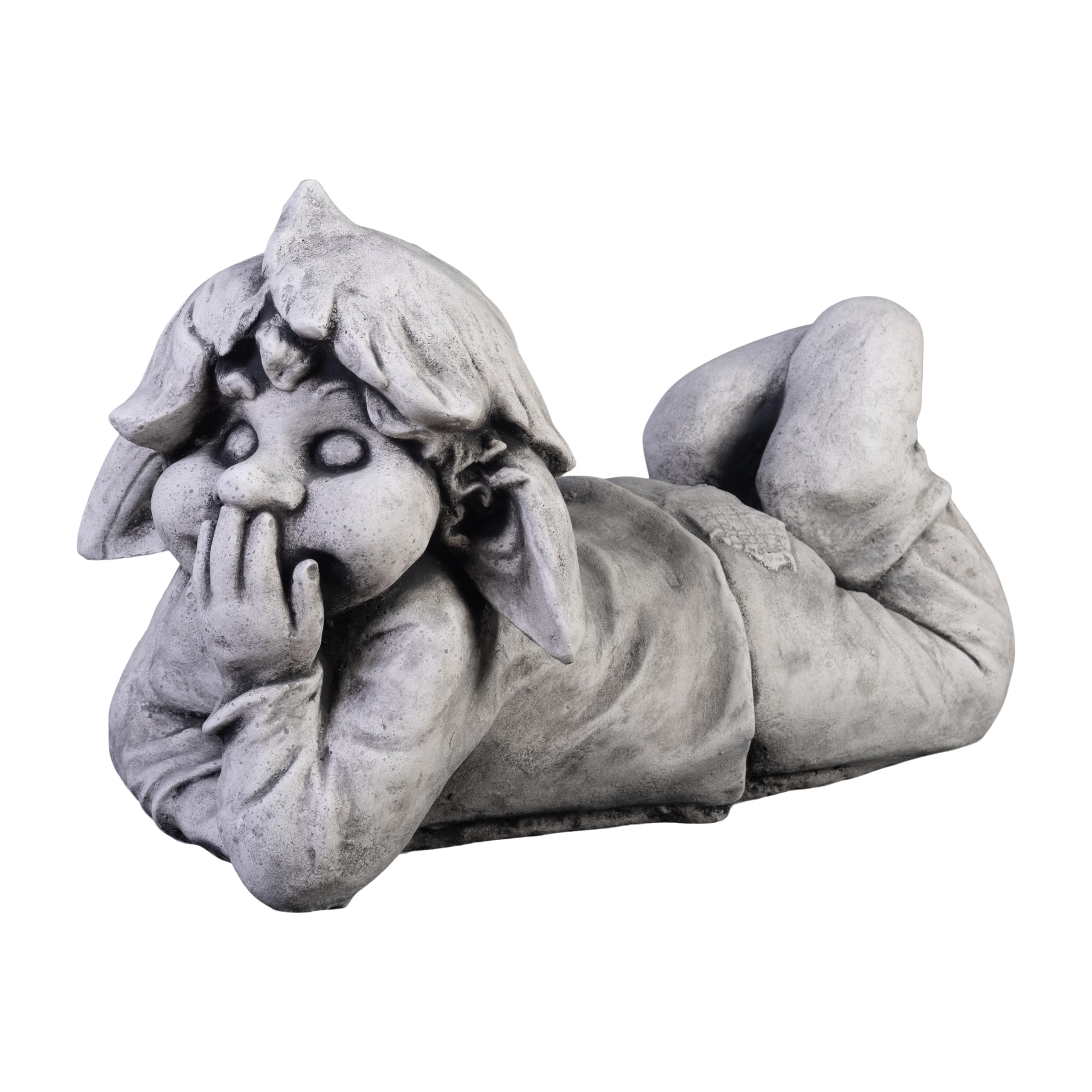 gartendekoparadies.de Gnom zum Lachen, Steinfigur Wichtel, H. 27 cm, 15 kg, Grau, frostsicher aus Steinguss für Außenbereich