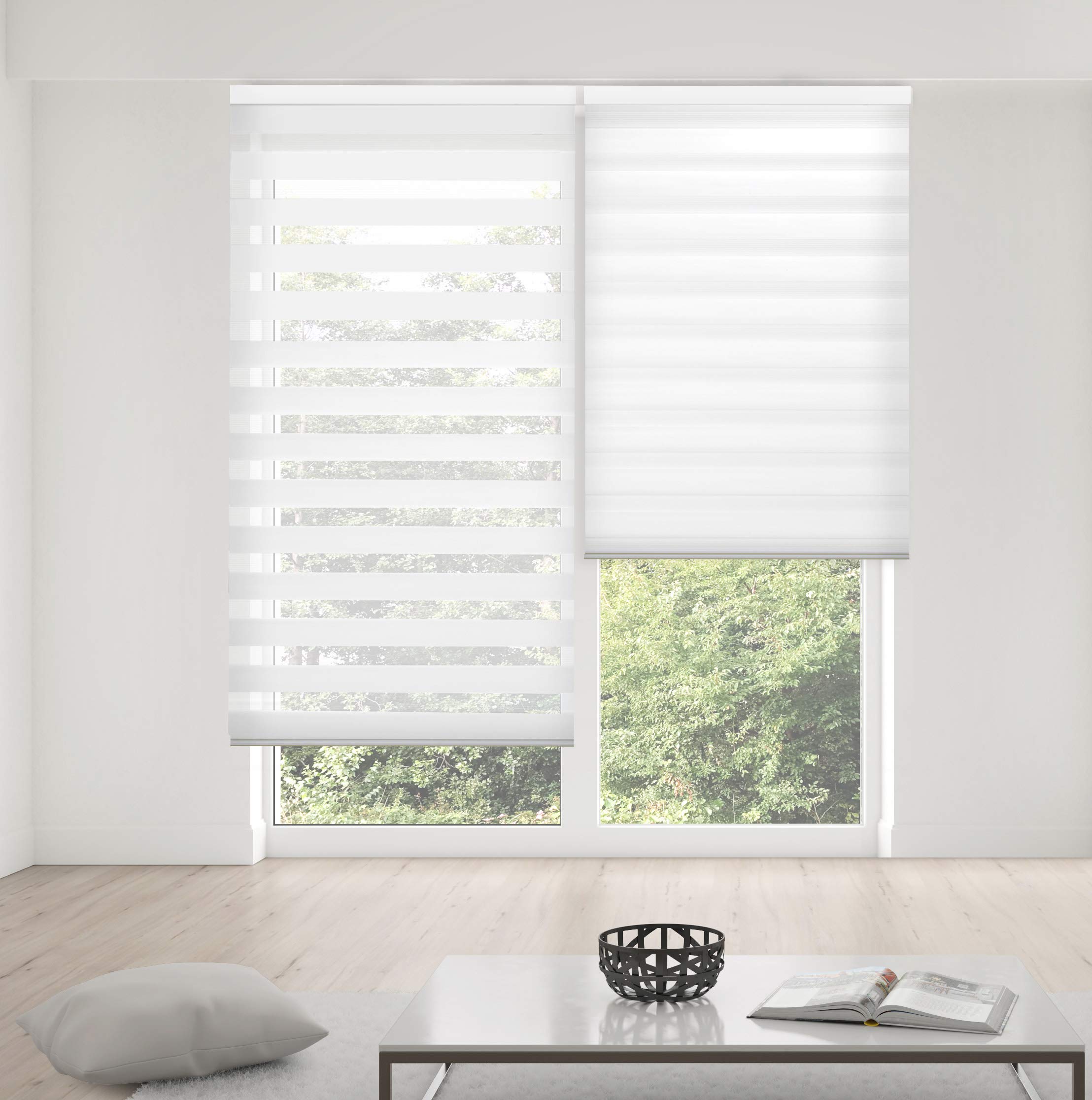 Blindecor Vela tenda a rullo in doppio strato notte e giorno con cassonetto in alluminio | Bianco sporco, tenda per interne 140 x 180 cm (Larghezza x Altezza) | Dimensioni del tessuto 137 x 175 cm