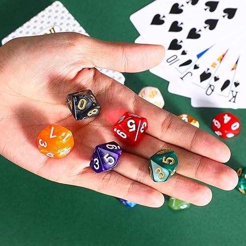 Miniatura 9 de Skylety Juego de 50 dados poliédricos con bolsa negra compatible con juegos de mesa RPG MTG, surtido de varios colores (estilo de 20 caras)