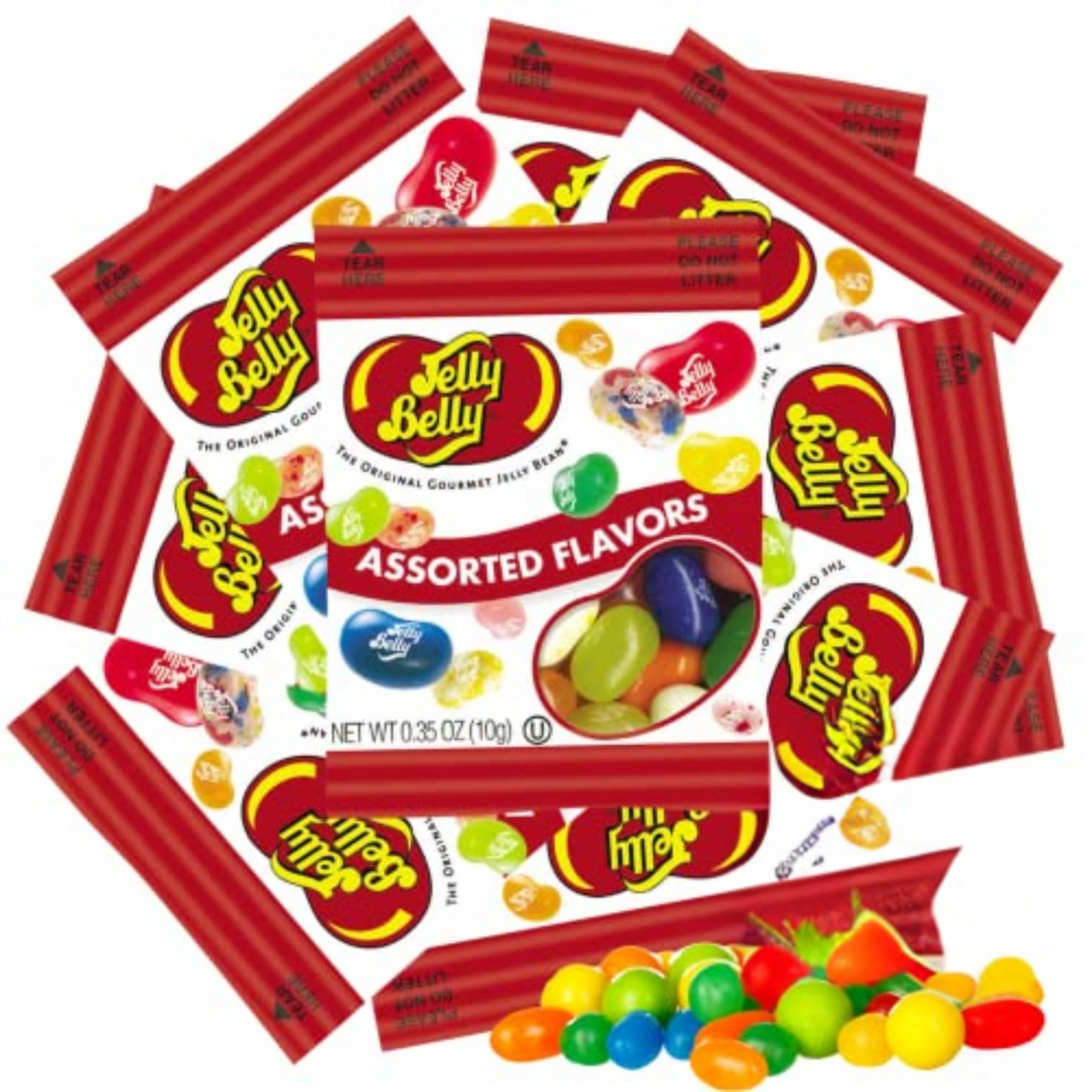 Sweetzo - 10 Mini Packs of Assorted Flavor Jelly Beans, Individually Bagged for Halloween Trick or Treat Candy