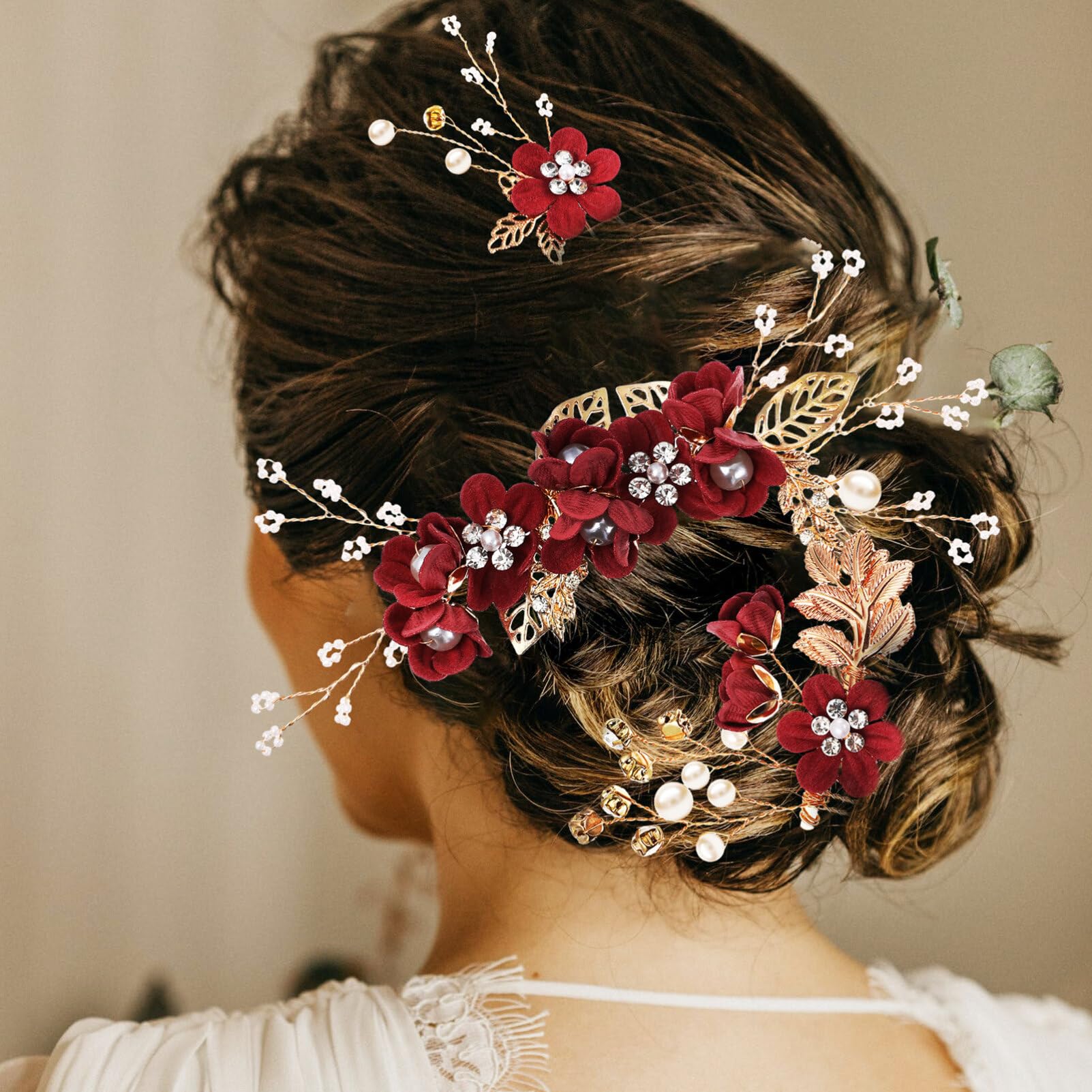 Juego de para El Pelo de Novia Hechas a Mano Y Peinetas Decoradas con Flores para Bodas para Damas de Honor