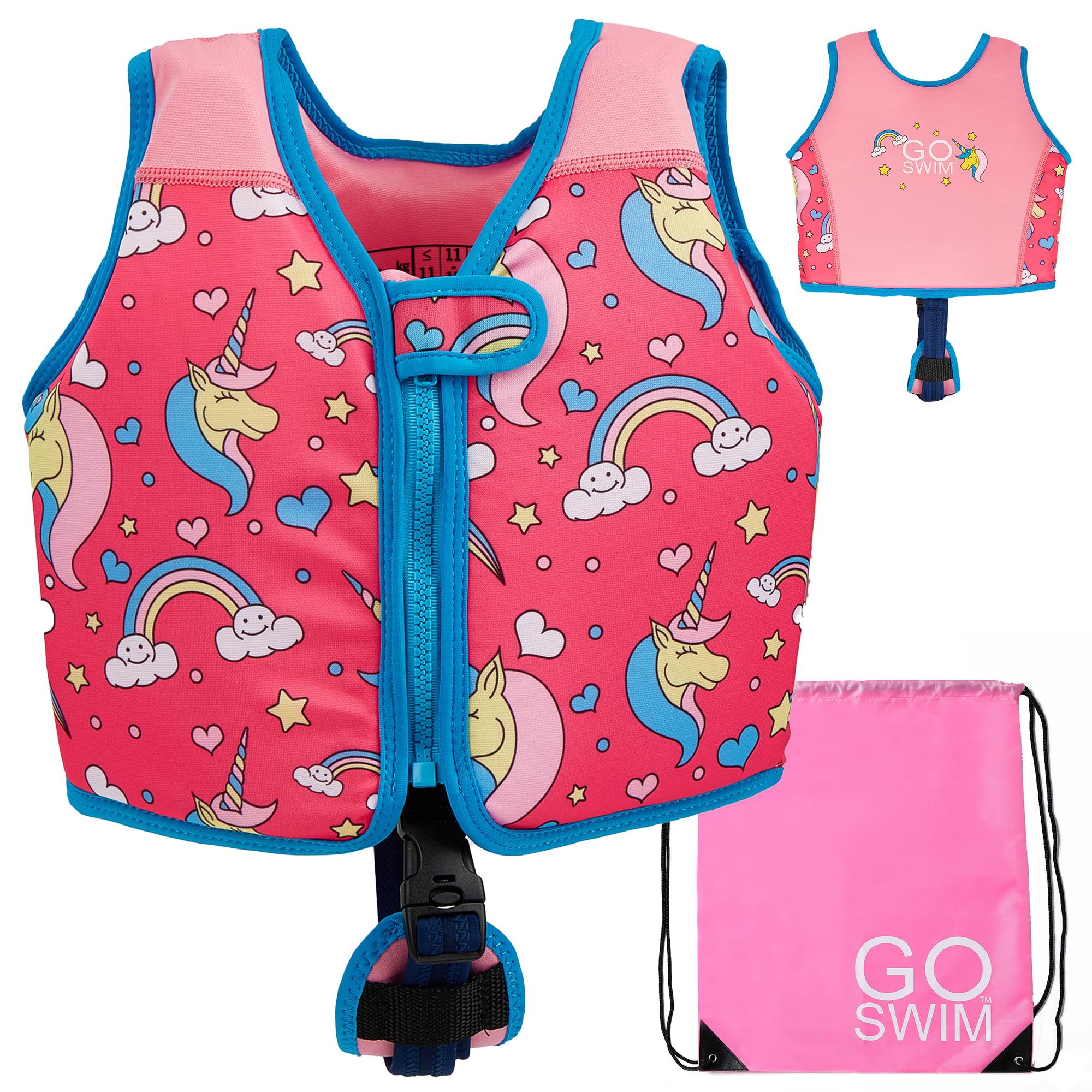 Float Vest – Baby, Toddler & Kids Swim Vest - Fixed Buoyancy & Safety Strap. *Includes Free Swim bag*