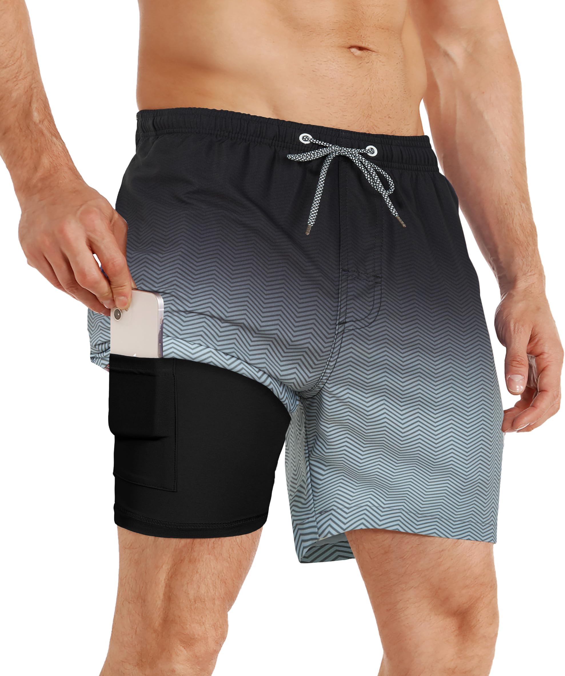 Mens Swimming Shorts Swimming Trunks Men Compression Liner Swim Shorts 7" Board Shorts 01