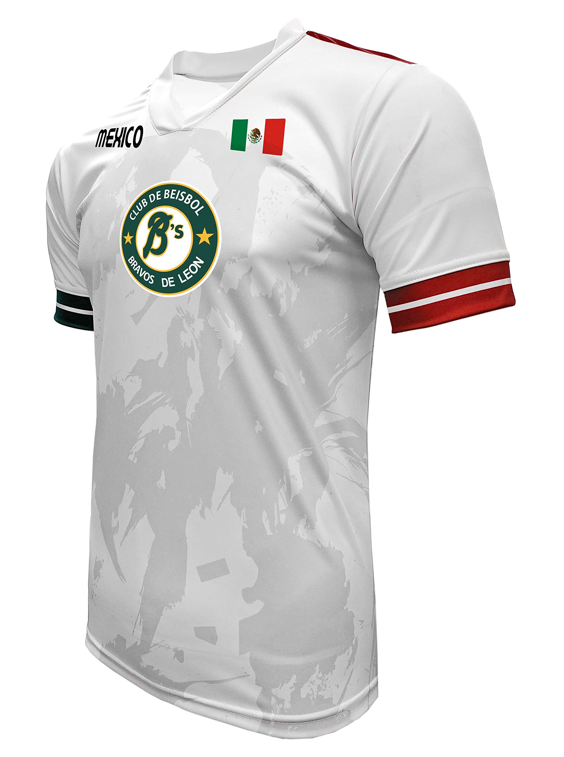 Jersey Mexico Bravos de Leon 100% Polyester White/Grey_Made in Mexico (XXXX-Large)