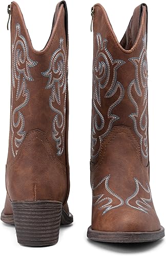 Miniatura 6 de Vepose Botas vaqueras para mujer 9800 Vaquera de media pantorrilla Botas bordadas occidentales para mujer