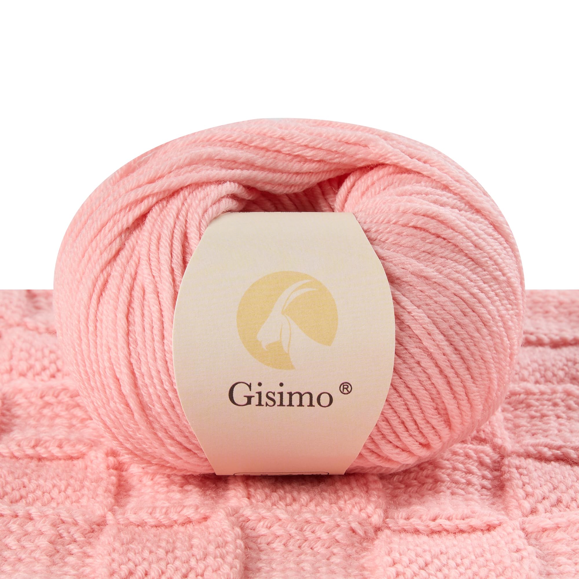 100% Merino Wool Yarn, 6-Ply Luxurious and Soft Yarn for Hand Knitting & Crocheting, 1.76 OZ/50g, 127 yds/116 Meters(Baby Pink, 1 Ball)