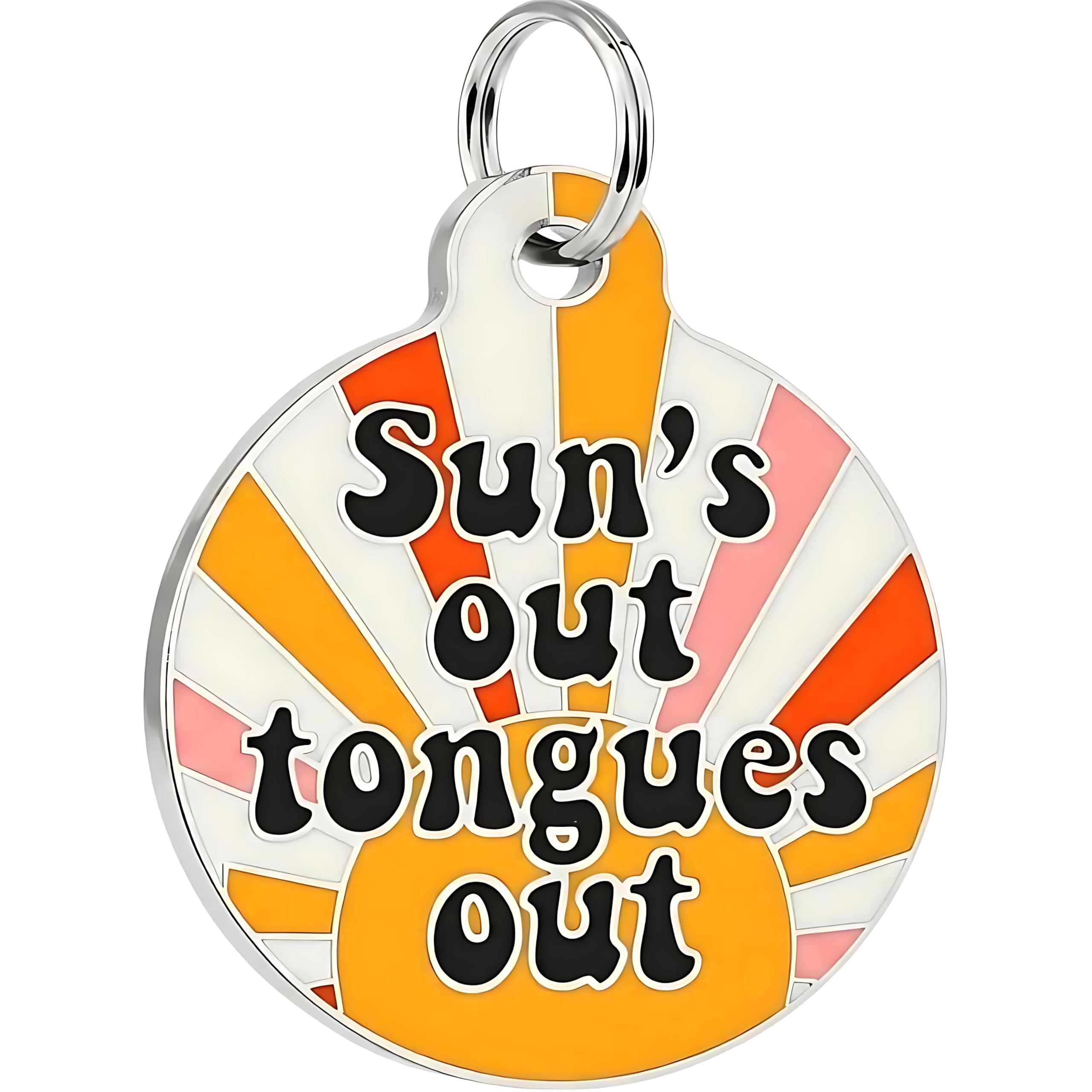 Bad Tags Personalized Dog and Cat ID Tags in 25+ Designs and 2 Sizes - 5 Lines of Custom Engraved Text - Funny Cute Personalized Pet Tags (Sun's Out