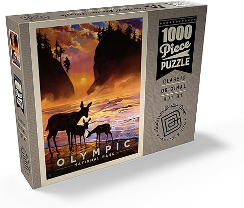 Miniatura 2 de MyPuzzle Olympic National Park Momento mágico, póster vintage, rompecabezas premium de 1000 piezas para adultos
