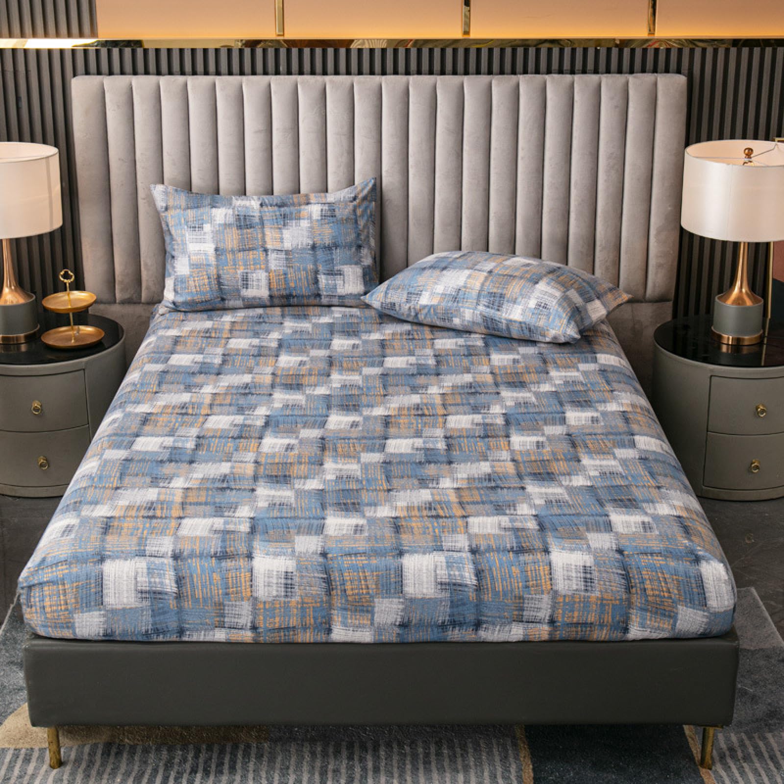FCLDESHOP Bottom Sheet Soft Brushed Printed Polyester Single-Layer Bed Sheet Soft Extra Deep Pocket Mattress Topper Bed Cover