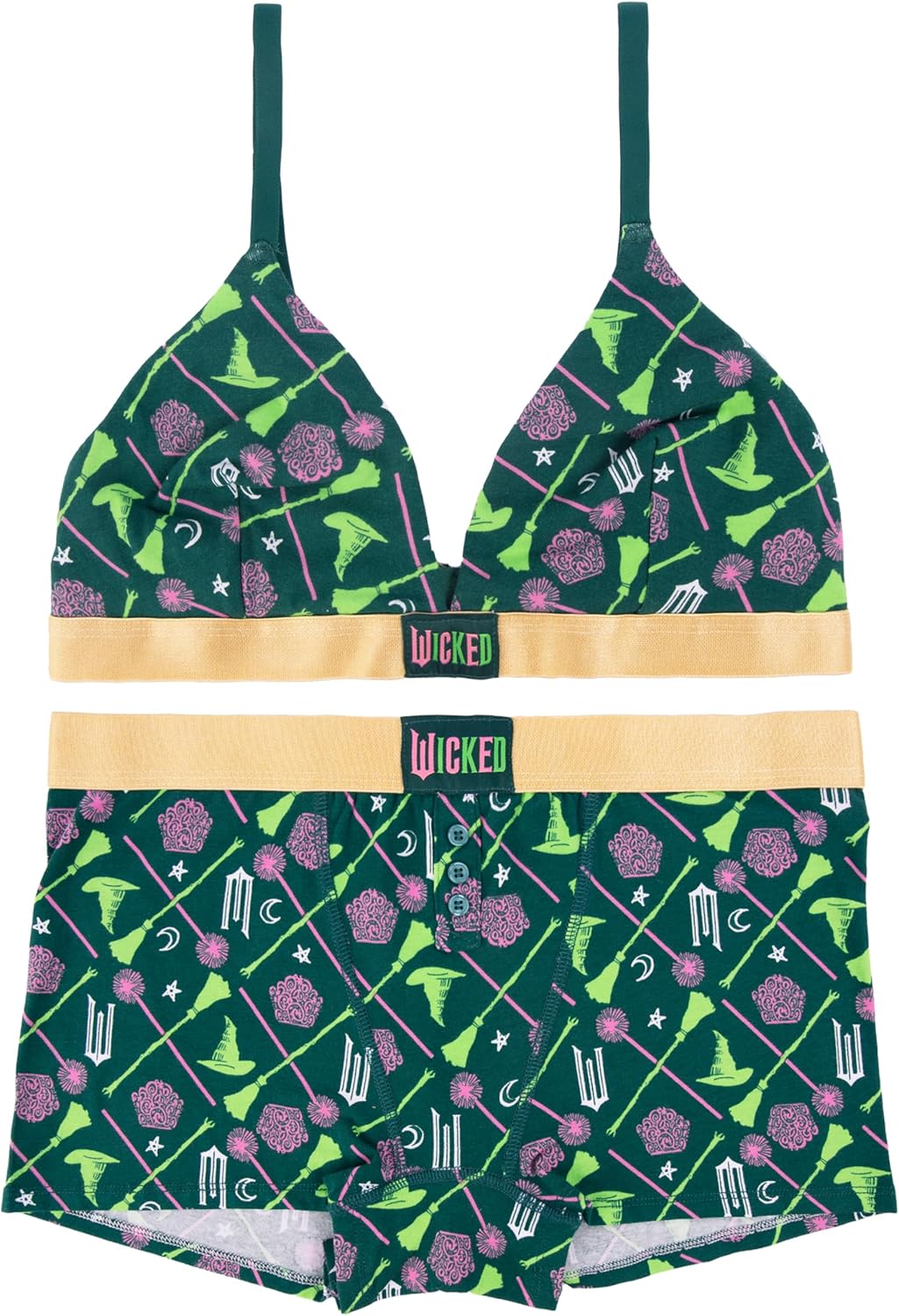 Wicked Women's Amazon Exclusive Elphaba and Glinda Cami and Bra Sets With Boxer Brief Sizes Xs-xl