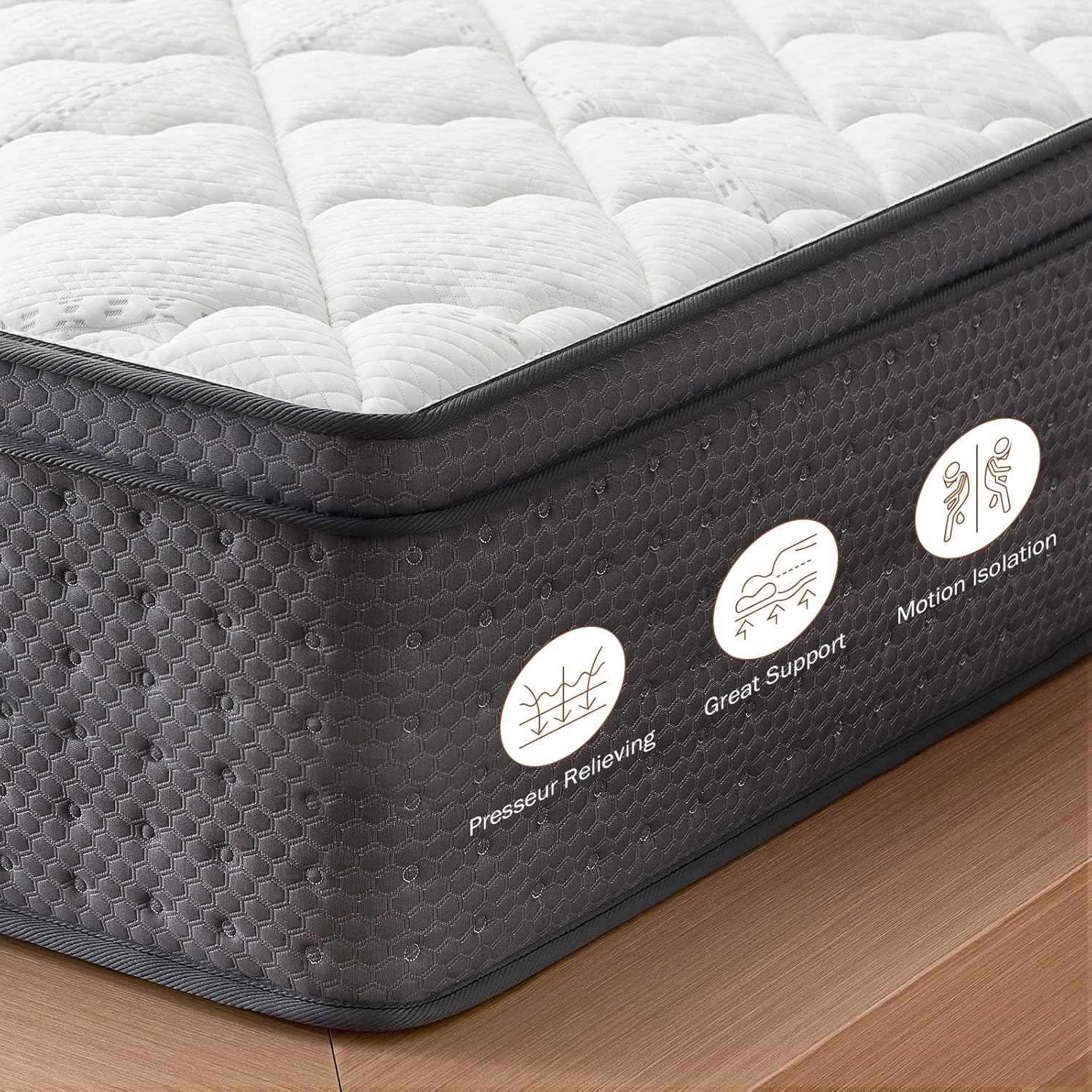 King Mattress,12 Inch King Size Hybrid Mattresses in a Box, Memory Foam and Independent Pocket Springs for Pressure Relief, CertiPUR-US Certified, Medium Firm - Image 8