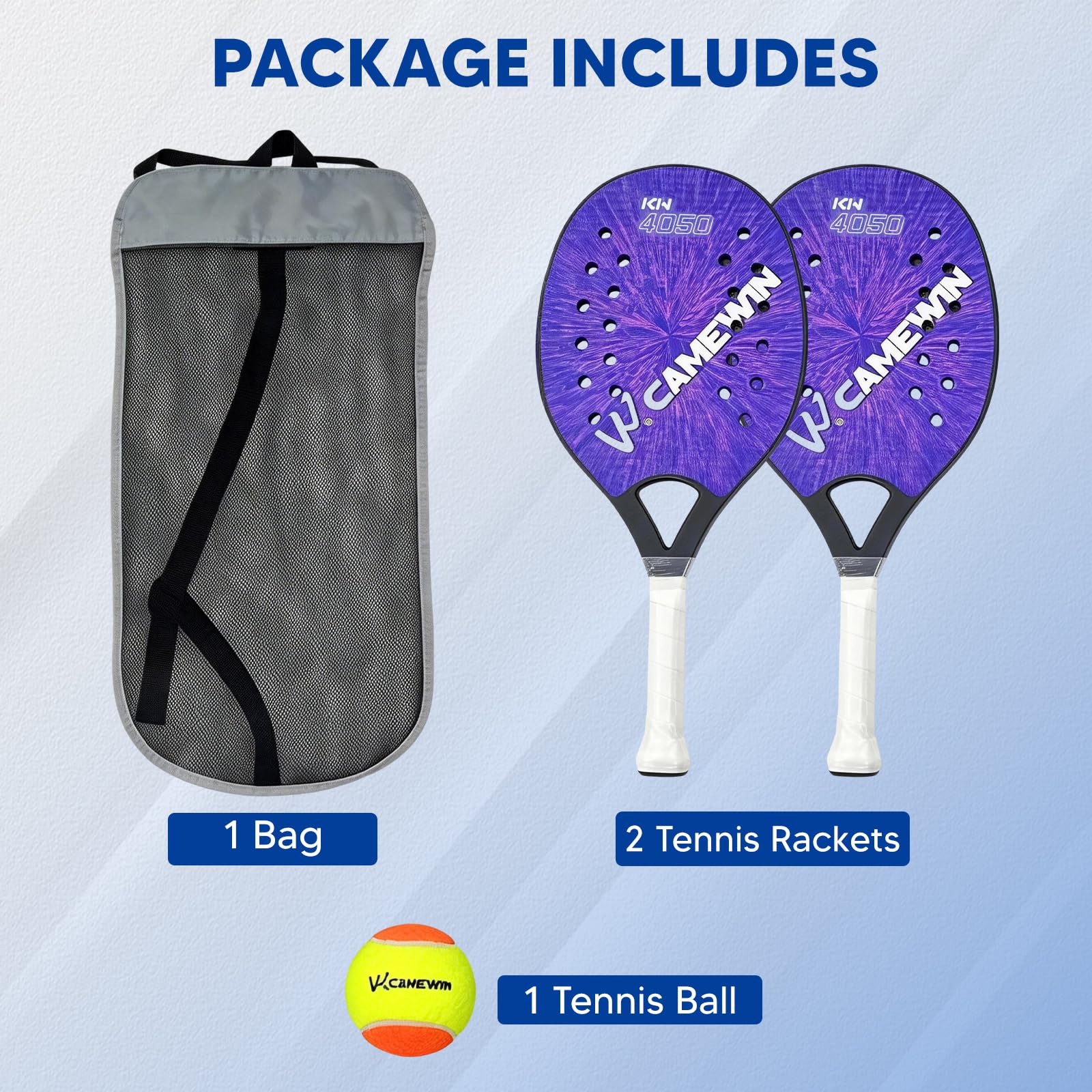 Colaxi Set di racchette da beach tennis di alta qualità con custodia per il trasporto, presa e durata migliorate