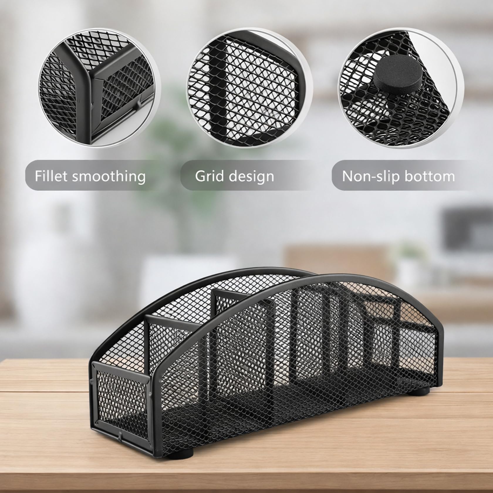 Metall Mesh Fernbedienungsständer, Multifunktionale Aufbewahrungsbox für TV-Fernbedienungen, Bürozubehör, Makeup-Pinsel - Schreibtisch Organizer für Wohnzimmer, Schlafzimmer und Büro