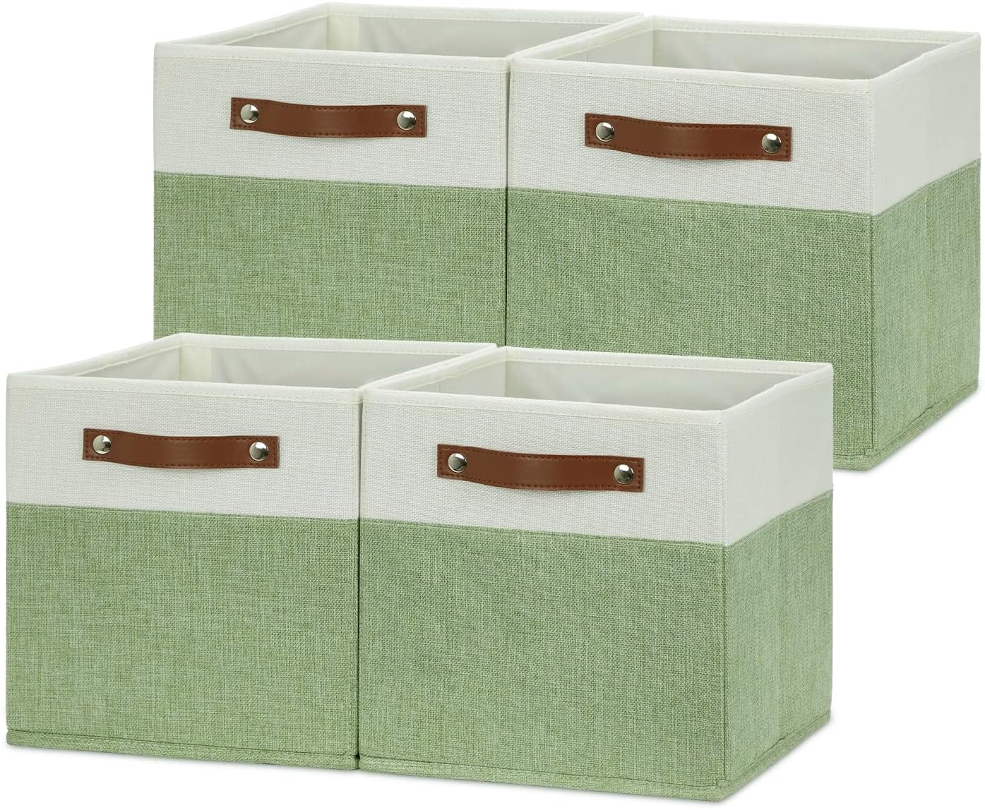 HNZIGE Set di 4 contenitori a cubi in tessuto per riporre oggetti, per riporre oggetti, 11 x 11 cm, con manici per mensole, colore: grigio