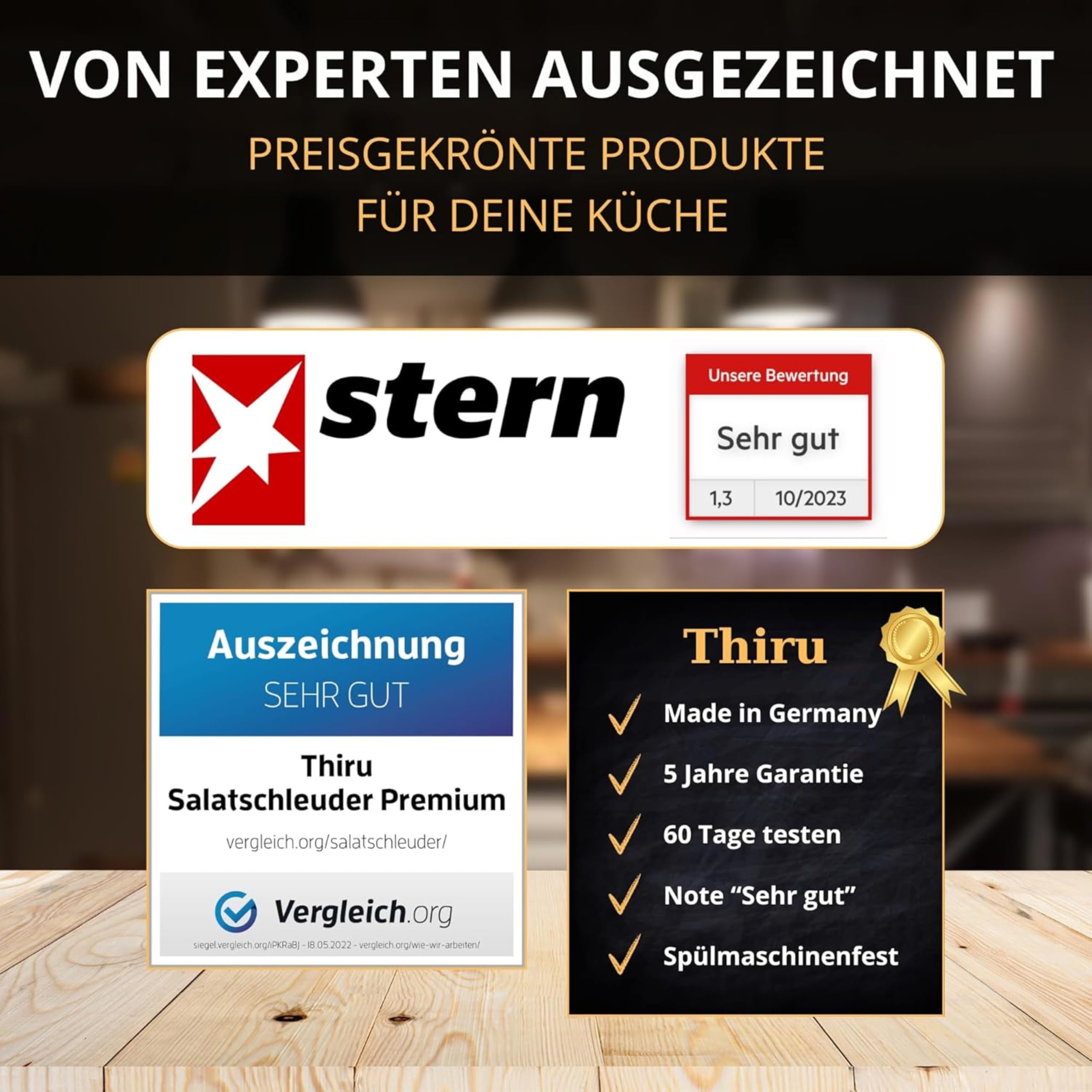Thiru Handkaffeemühle manuell, Testsieger 2026*, Edelstahl-Kegelmahlwerk mit 60 Mahlgraden & Doppellager – Espresso mit Crema, Filterkaffee & French Press, Holzgriff & 2 Glasbehälter (Walnussgriff)