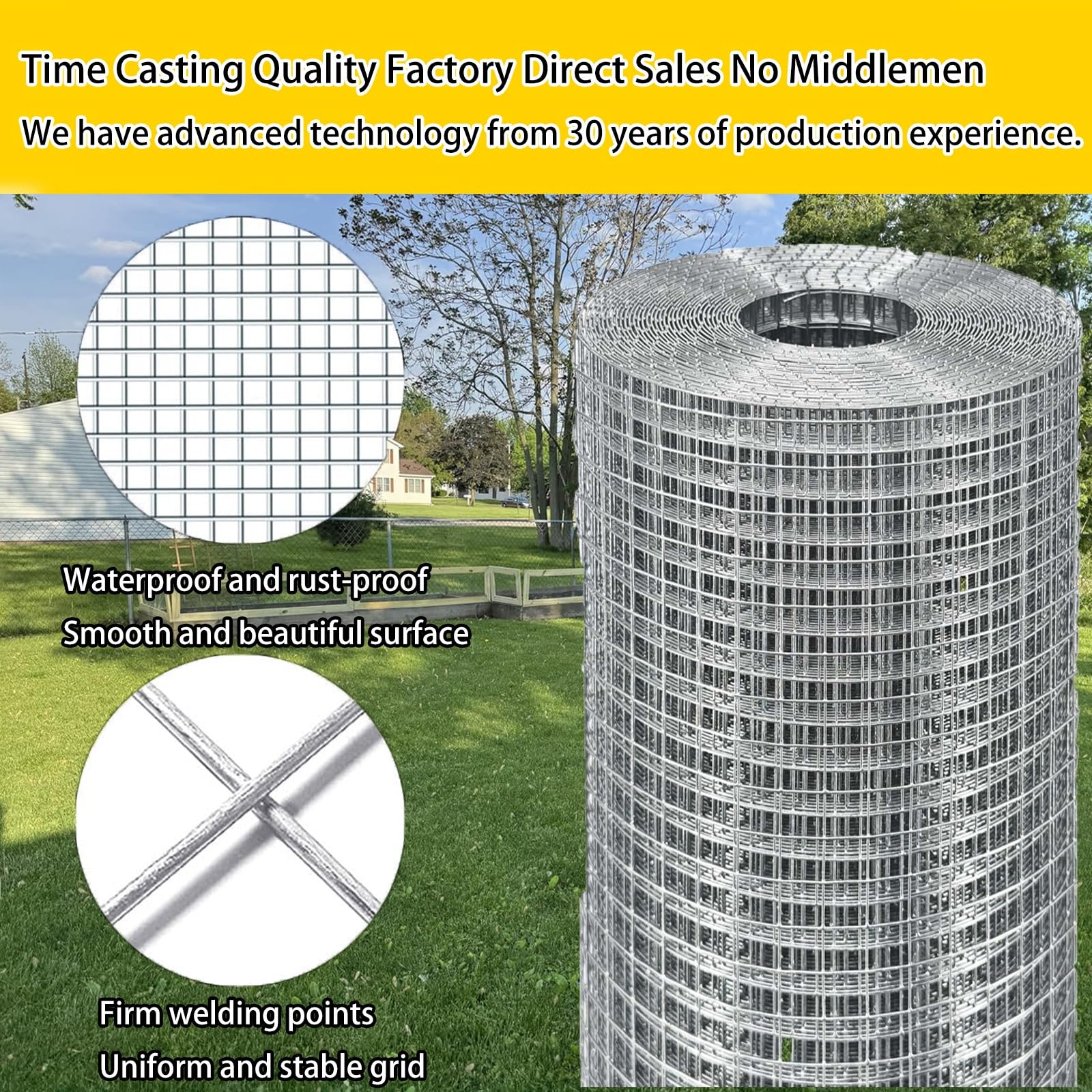 Malla Electrosoldada, Tela Metálica De Acero Inoxidable, Malla Cuadrada Alambre para Pollos Valla Paneles Barrera para Jardinería Pajarera,Malla de Alambre, malla ganadera(1.2mx5m(47.2inx16.4ft))