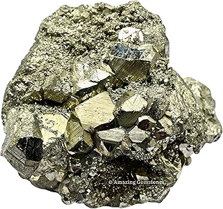 Natural Pyrite Cluster - High Energy Iron Piedra Pirita from Spain with Healing Properties (Information Card)
