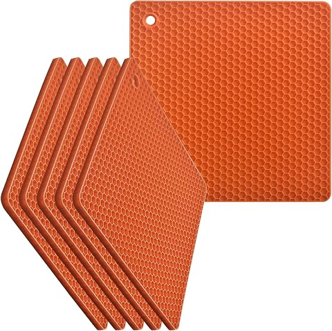 homEdge Silicone Square Trivets Mat, 6 Packs Multipurpose...