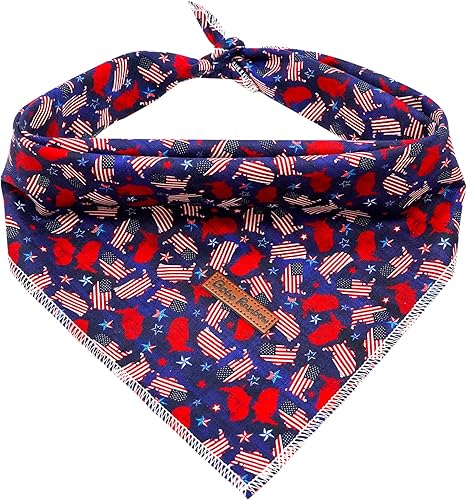 Pañuelo para perro del Día de la Independencia, pañuelo para mascotas con bandera estadounidense, 1 unidad, lavable, de algodón, cuadrado, para
