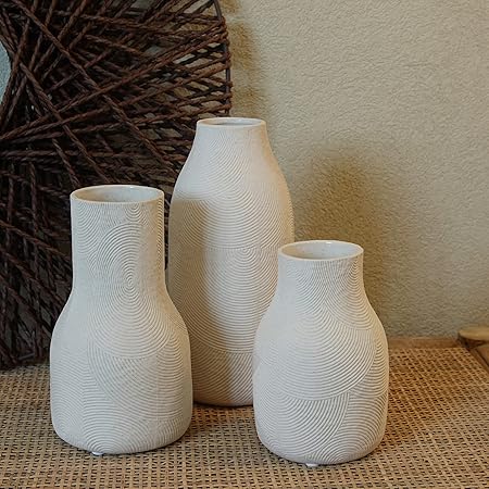 Home Habitat Nordic Vases - 2 Piece Set, Small And Large Ribbed Vase, Bottle Flower - View #12