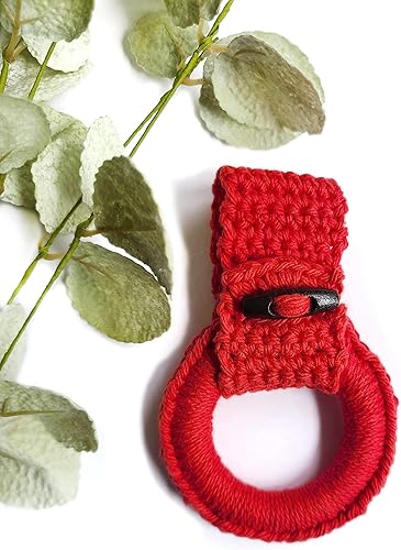 Vista 9 de Hanging Kitchen towels ring - Towel holder for kitchen towels with hanging loop - Kitchen towel hanger unique House Warming Gift (Orange)