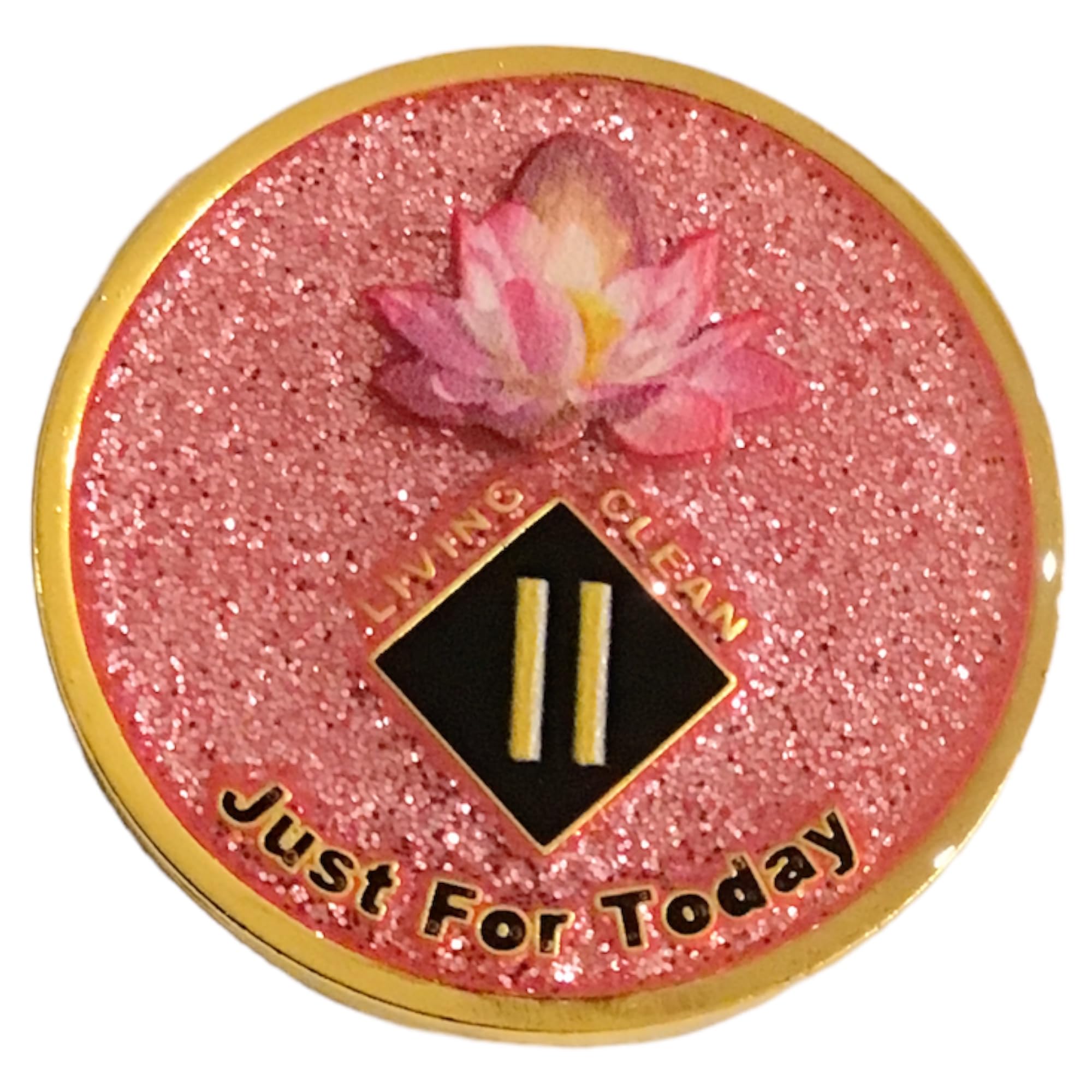 2 Year NA Flowering Lotus Pink Glitter Medallion, Chip, Token