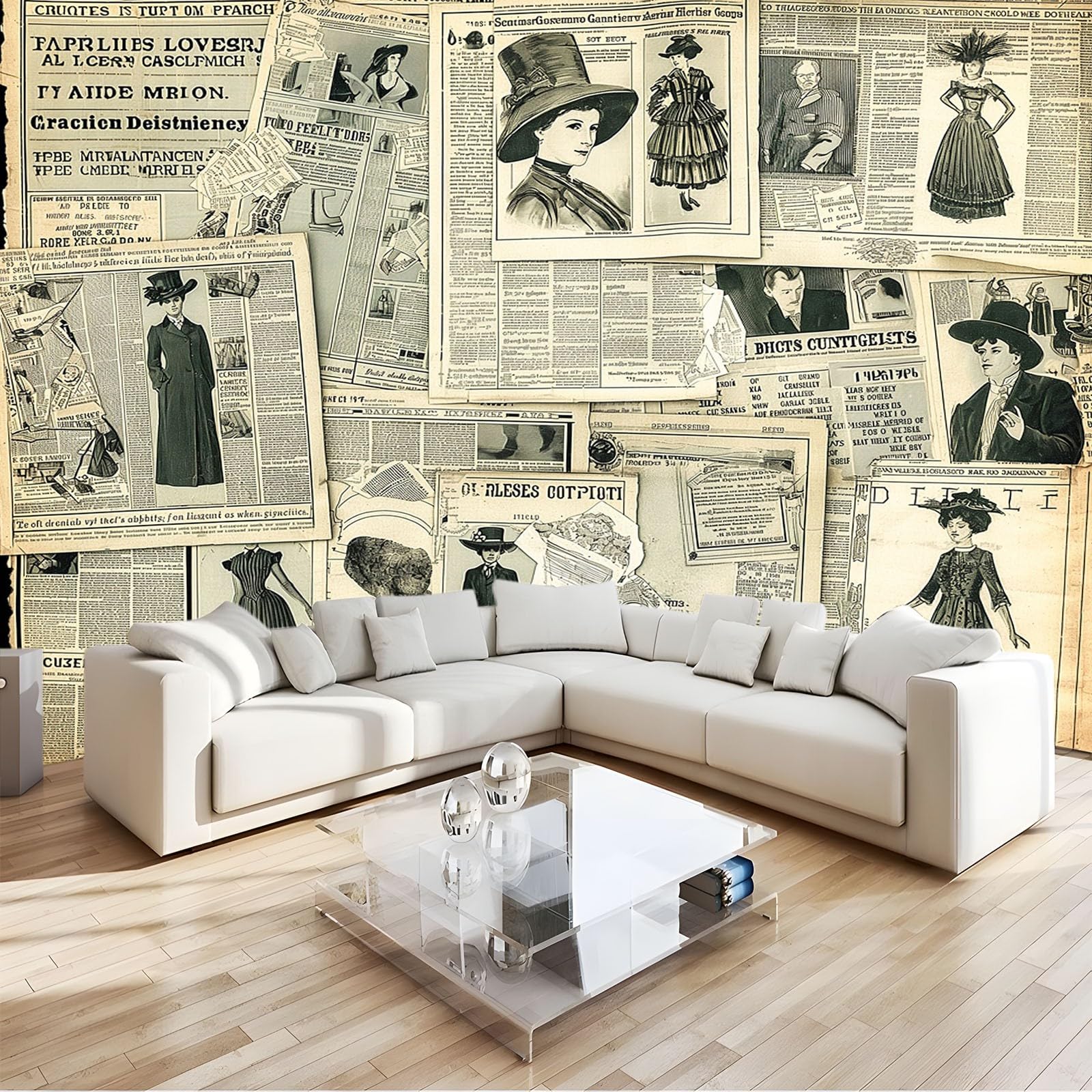 Styl gazety mural tapeta retro ubrania modele ścienne murale do sypialni salonu dzieci przedszkole fototapeta artystyczna dekoracja szer. 400 x wys. 280 cm dekoracja ścienna papier plakat