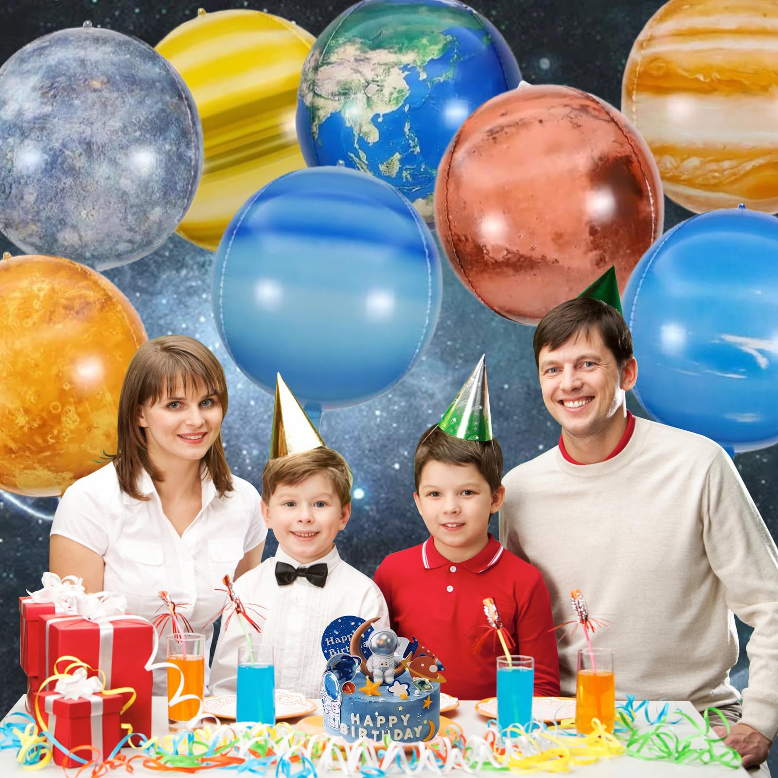 ANCLLO 5 ballonnen met wereldkaart, 55,9 cm (22 inch), 4D-Mylar-aluminiumfolieballon, decoratie in aardvorm voor kinderen, feestaccessoires voor de Dag van de Aarde