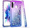 KULECase Glitter Samsung Galaxy A21 Diamond Phone Case, Floating Liquid Quicksand Protective Phone Cover, Stylish Elegant for Women Girls PurpleBlue