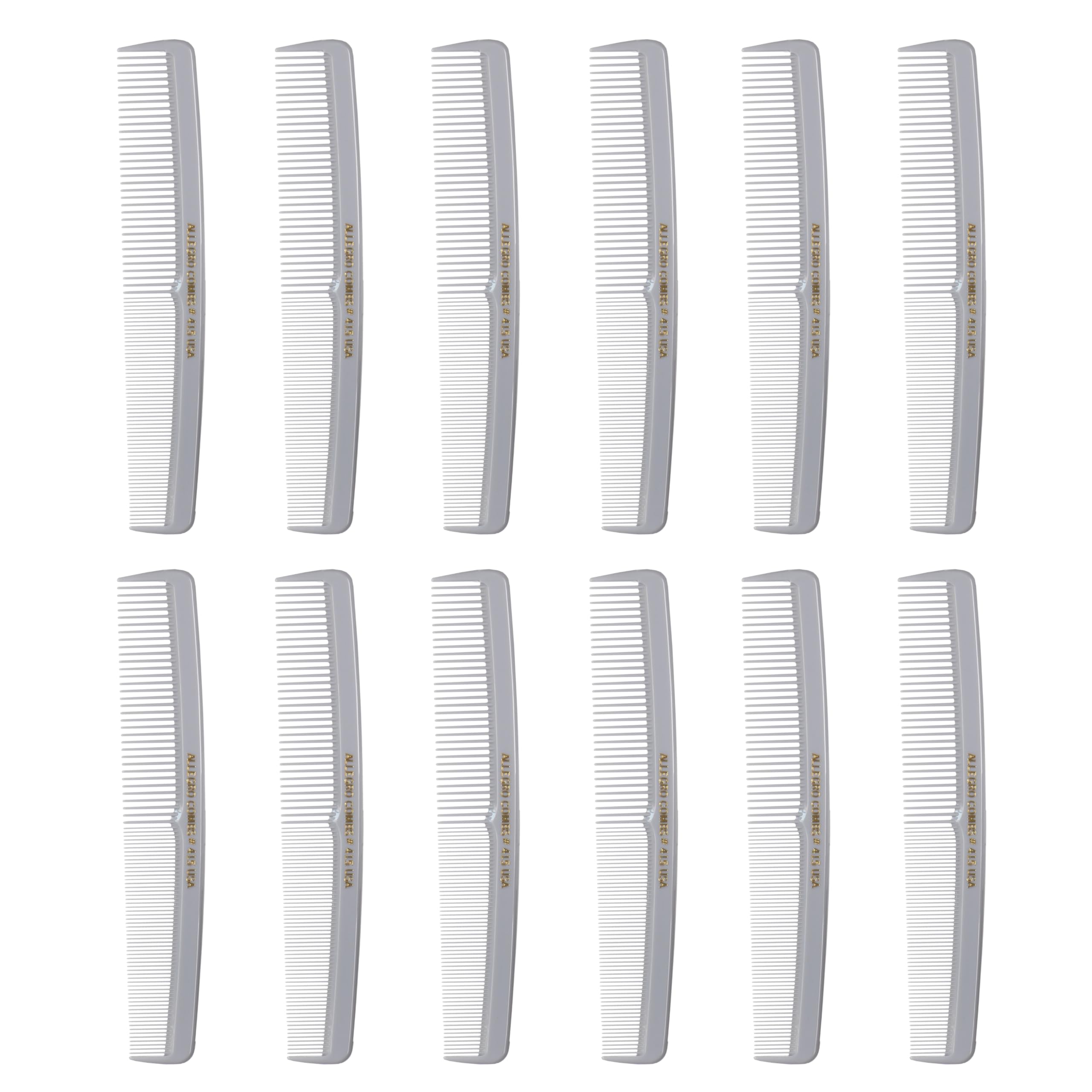 Allegro Combs #415 - Combs Set 12 Count Pocket Combs for Men and Women Hair Stylist Barber Tools for Cutting Styling USA (Gray)