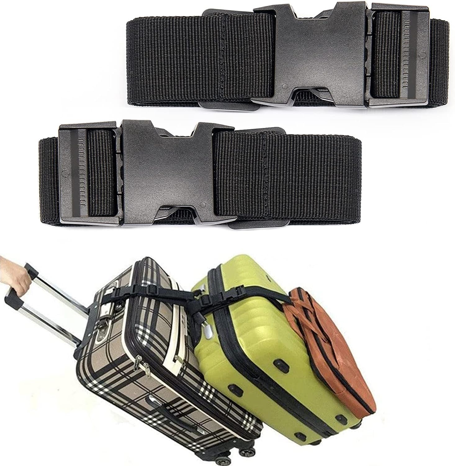 2-Pack Luggage Straps | Belts to Keep Your Suitcase Secure While Traveling, Premium Accessory for Travel Bag Closure