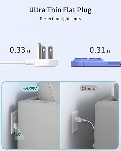 Miniatura 5 de Maxpw Regleta de protección contra sobretensiones extensor de salida con 14 salidas y 4 puertos USB (2 USB C), cable de extensión de 6 pies y