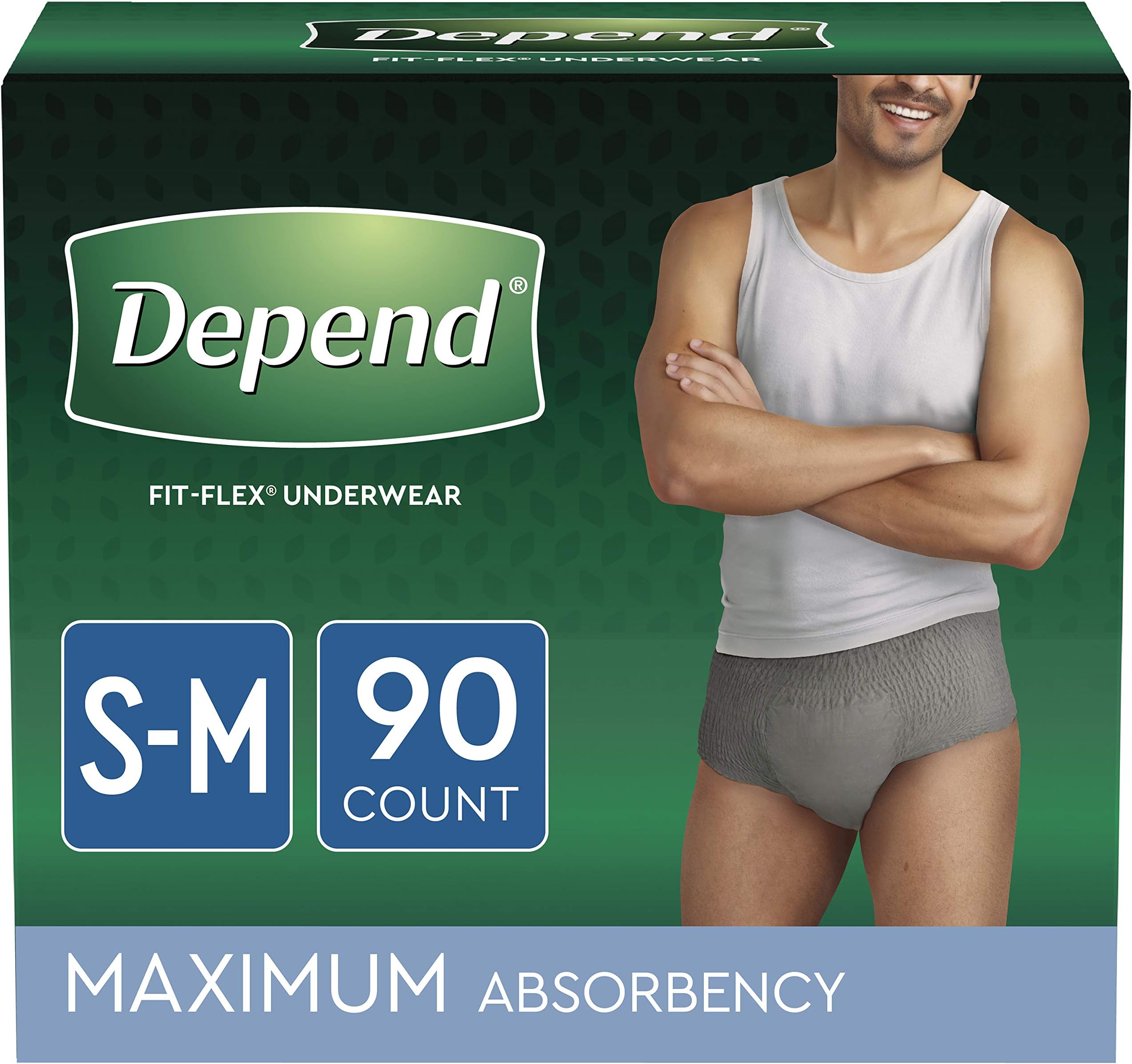 FIT-FLEX Incontinence Underwear for Men, Maximum Absorbency, Disposable, S/M, Grey, 90 Count