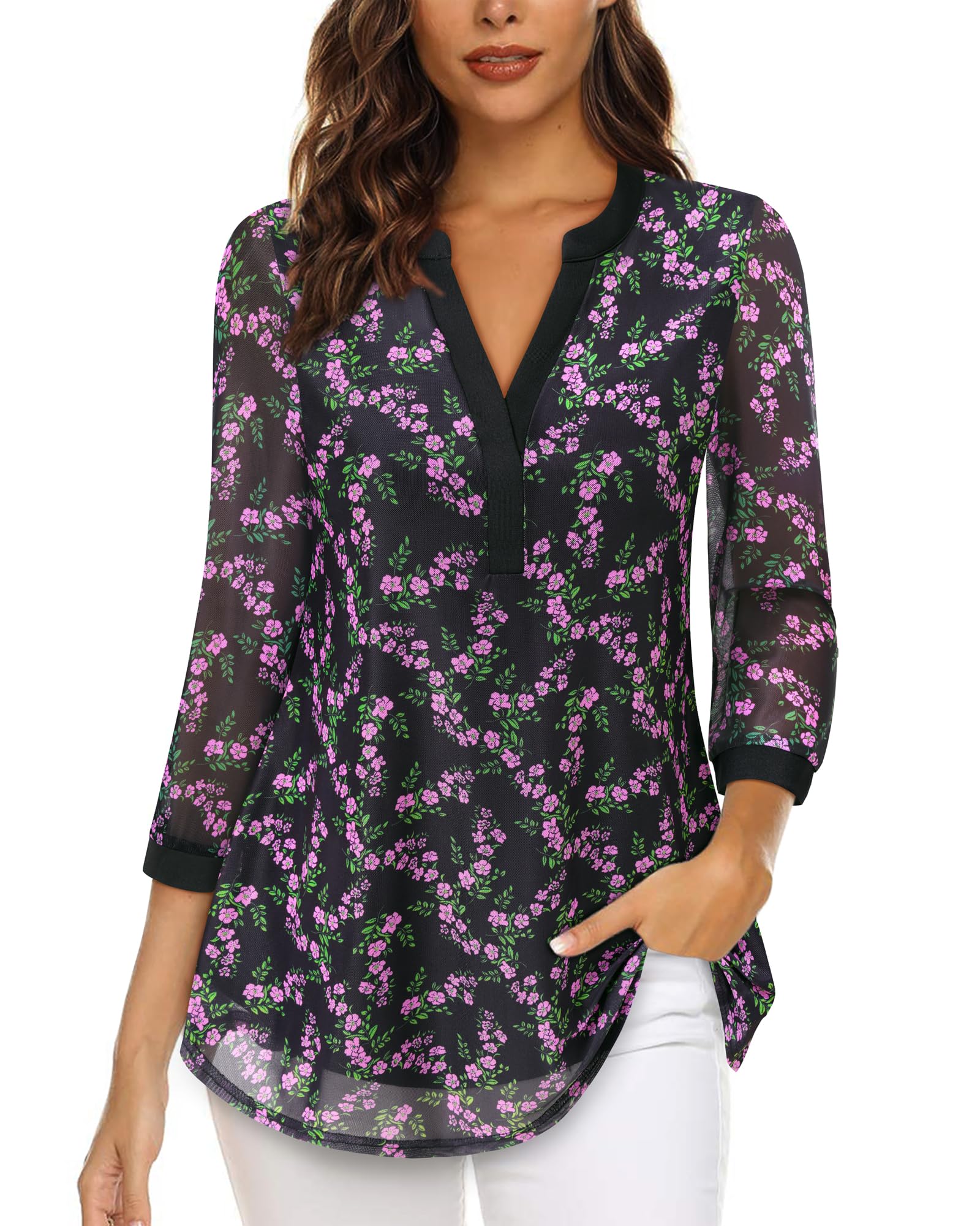 Vafoly Elegante Sommer Bluse für Damen mit V-Ausschnitt Kurz