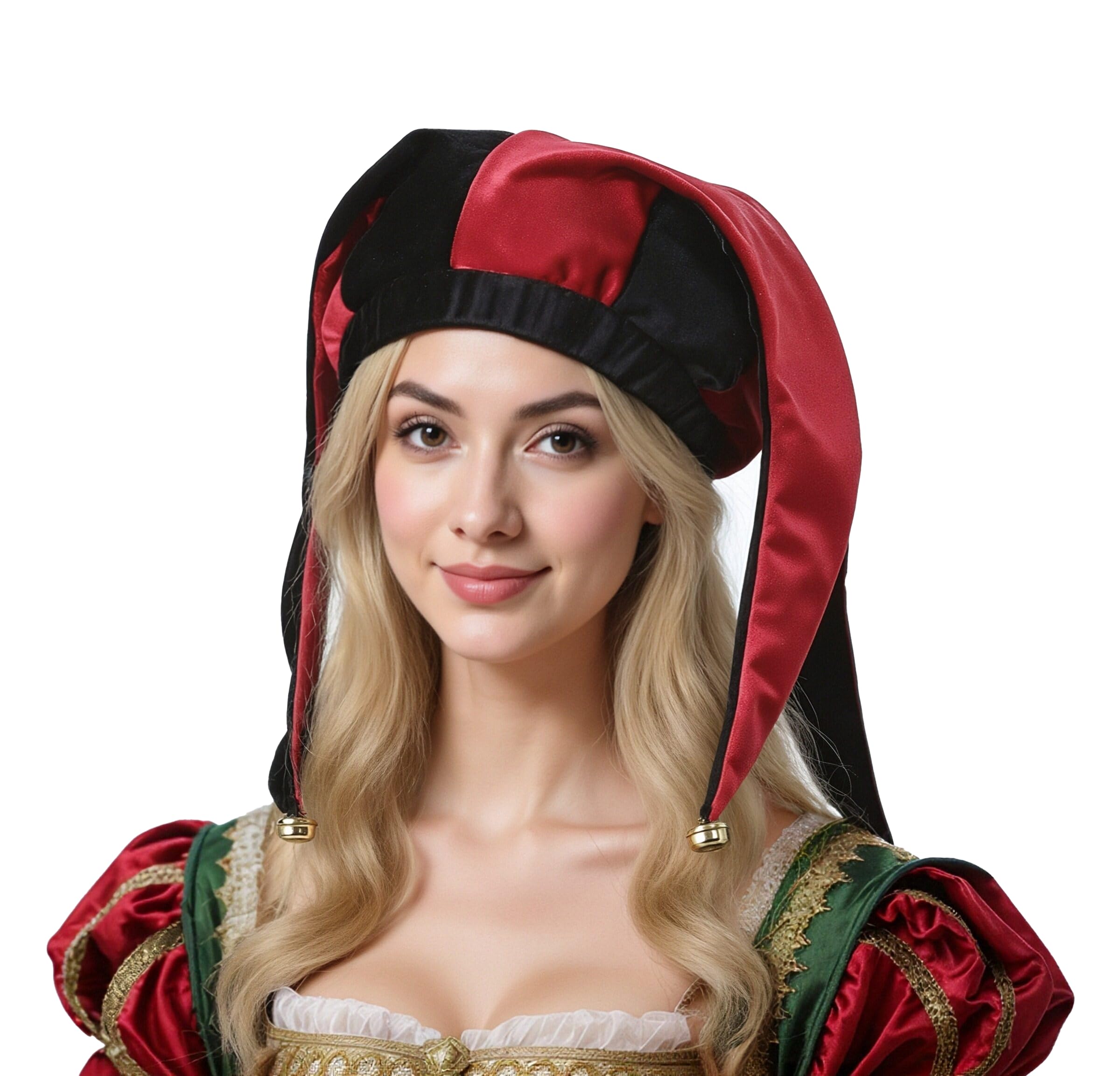 ANDHOM The Middle Ages Jester Cosplay Hat Medieval Clown Cape Bells Adult Joker Halloween Carnival Party Hat โ image 1