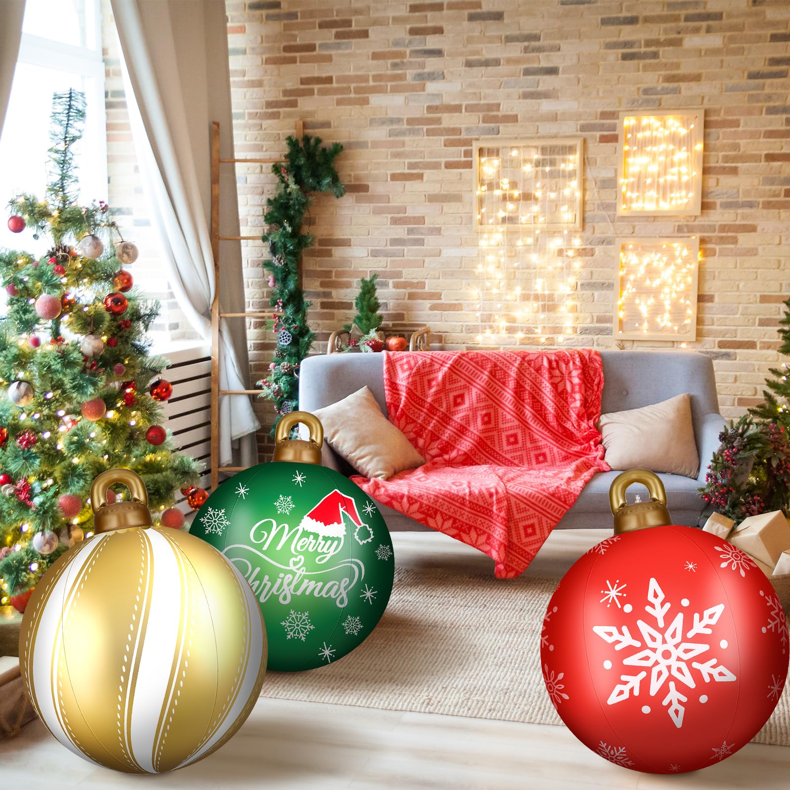 Snapklik.com : Jetec 4 Pcs 32 Inch Giant Inflatable Christmas Ball ...