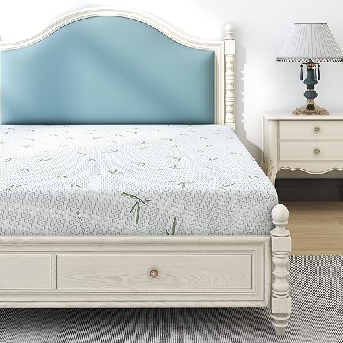 Miniatura 2 de IULULU Colchón de tamaño matrimonial, colchón de espuma viscoelástica de gel de 6 pulgadas en una caja, colchón de bambú para cama de té verde,