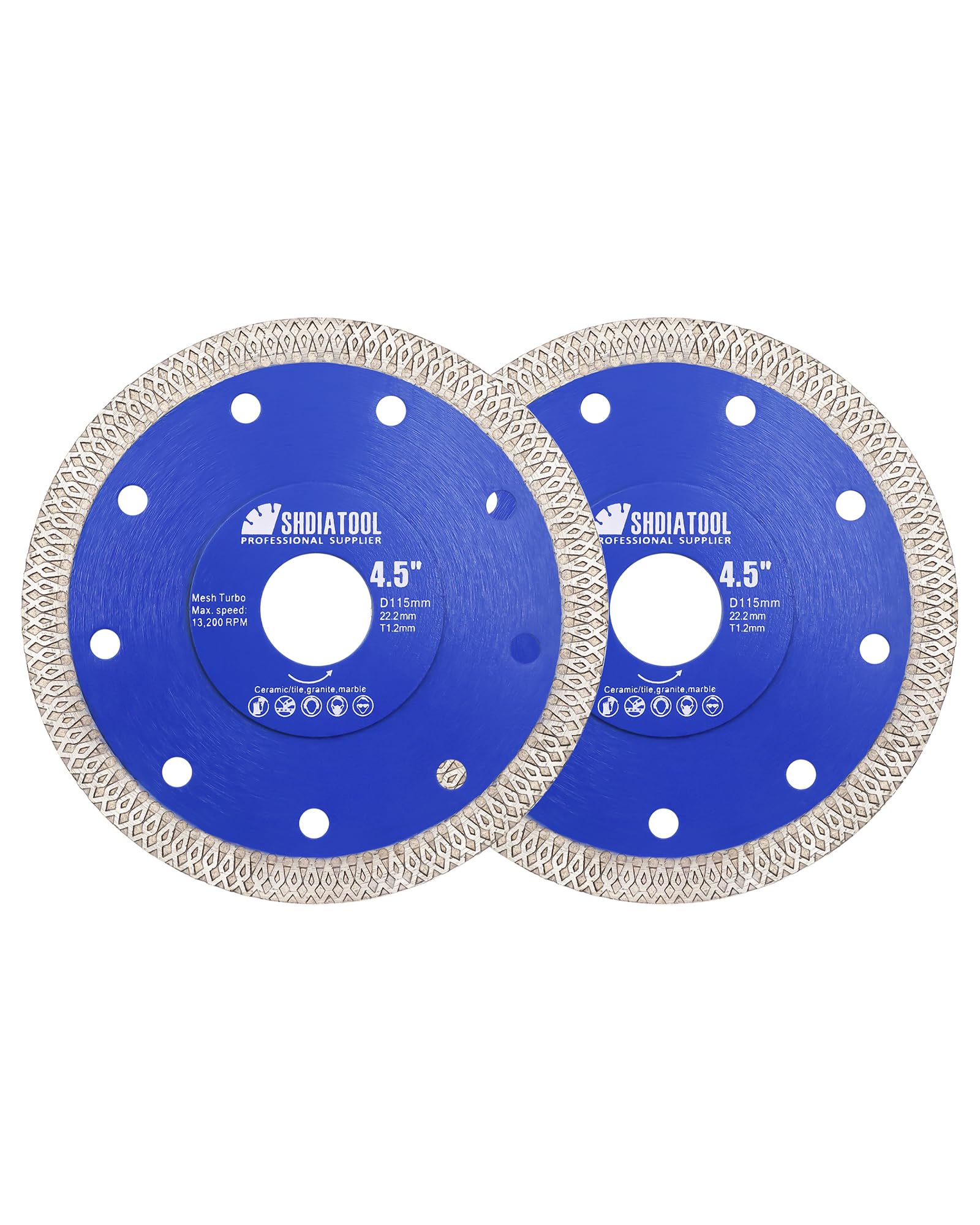 4-1/2 Inch Diamond Saw Blade Cutting Disc Porcelain Tile Ceramic Granite Marble Brick 115mm (2-Pack)