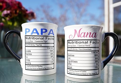 Miniatura 7 de Cottage Creek Taza de Nana Papa, regalos de Nana Papa, juego de tazas de 2 piezas para abuela y papá, anuncio de embarazo para abuelos, tazas de