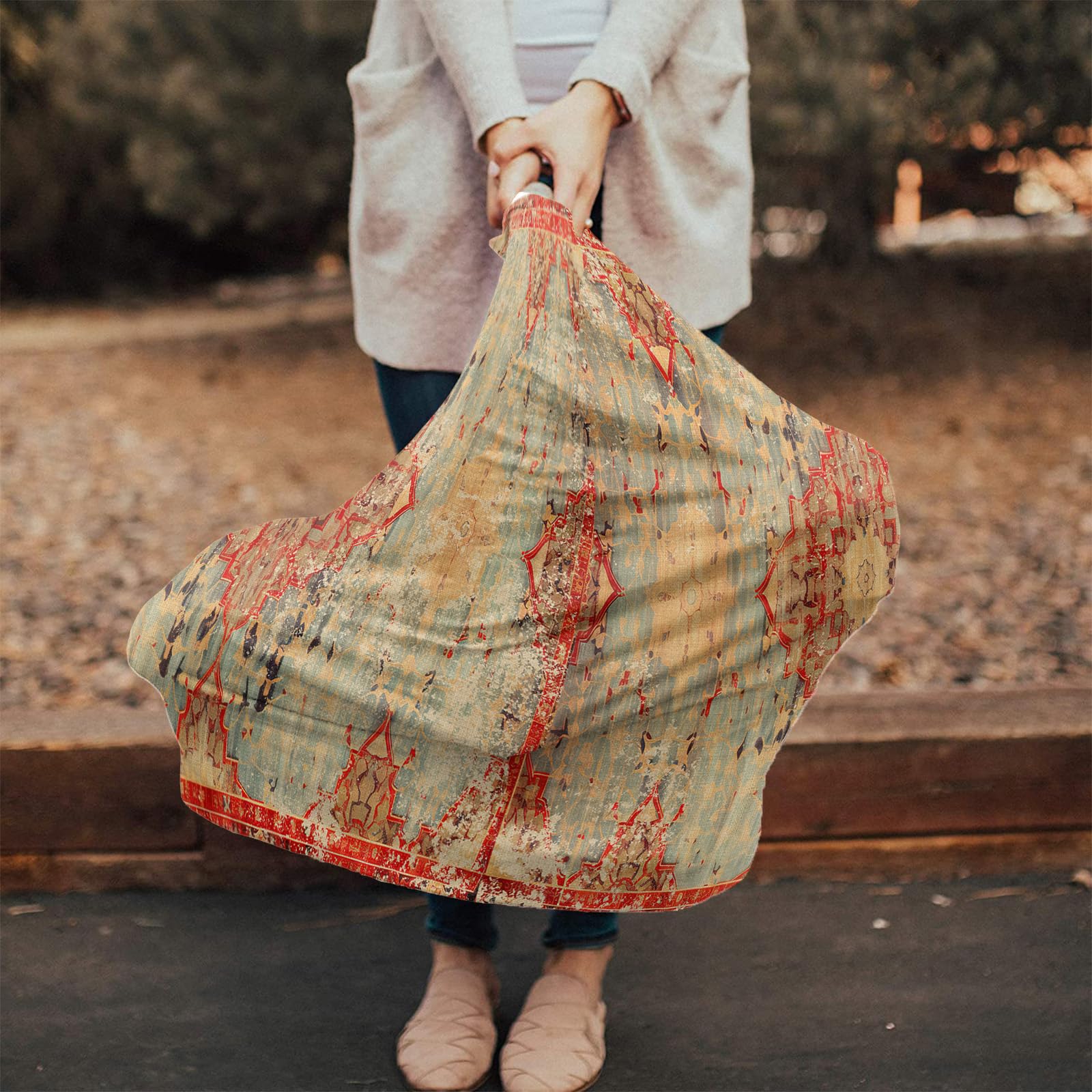 Nursing Cover for Breastfeeding Scarf, Vintage Red Flower Textured Abstract Baby Car Covers Super Soft Multi Use for Canopy Shopping Cart Cover Blanket Stroller Cover