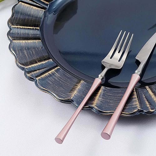 Vista 25 de Efavormart 6 Pack 13" Gold Acrylic Plastic Dinner Plate Chargers With Gold Brushed Wavy Scalloped Rim