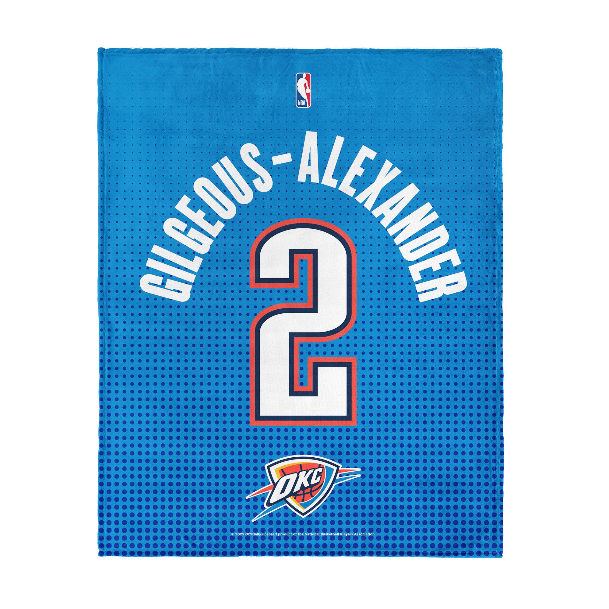 Shai Gilgeous-Alexander Oklahoma City Thunder NBA Officially Licensed 46" x 60" Player Jersey Throw Blanket – Ultra Soft Fleece Blanket for Game Day, Couch, Bed & Travel